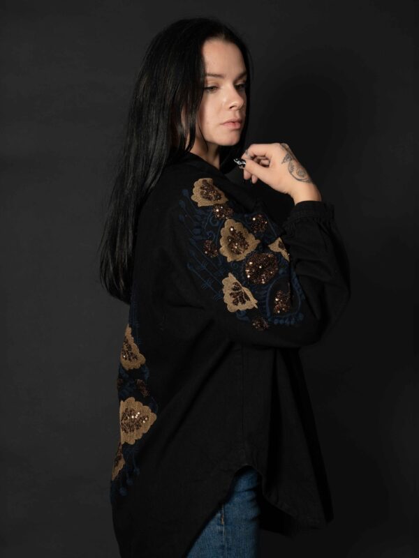 Denim Kimono Embroidered Jacket(2)