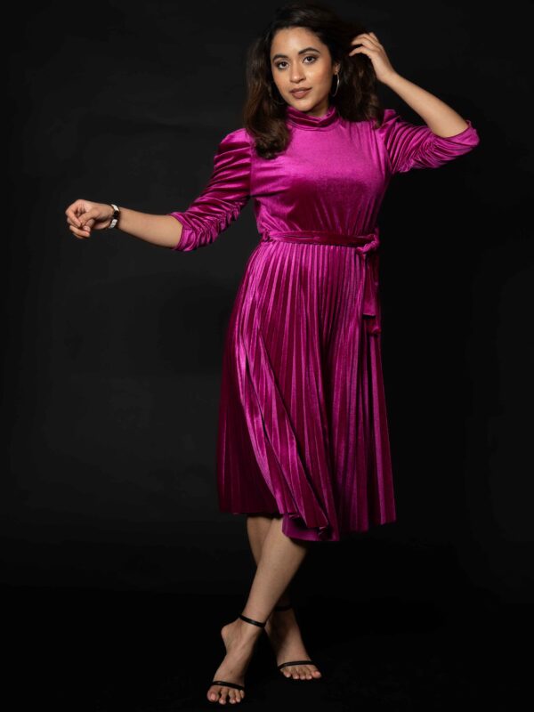 Fuchsia Velvet Noir Dress(1)