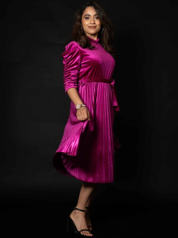 Fuchsia Velvet Noir Dress(3)