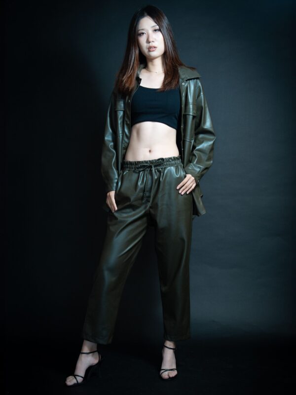 Olive Suede Leather Set