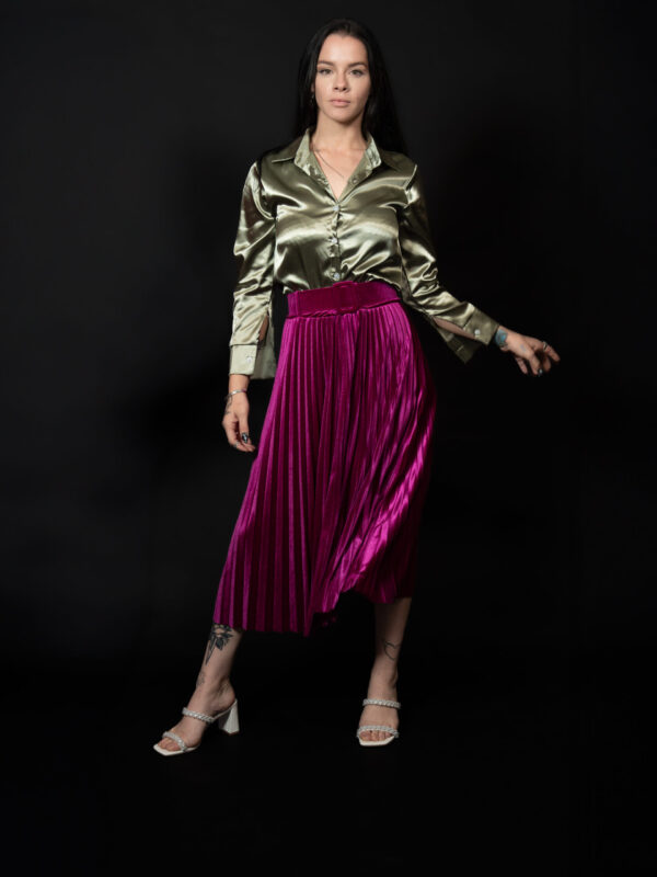 Oura Velvet Skirt - Fuchsia