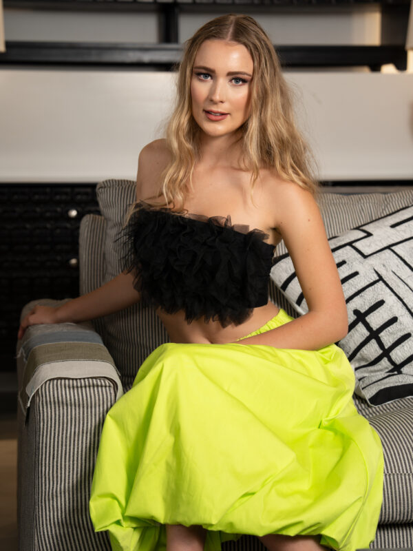 Ruffled Romance Top & Lime Twist Skirt (1)