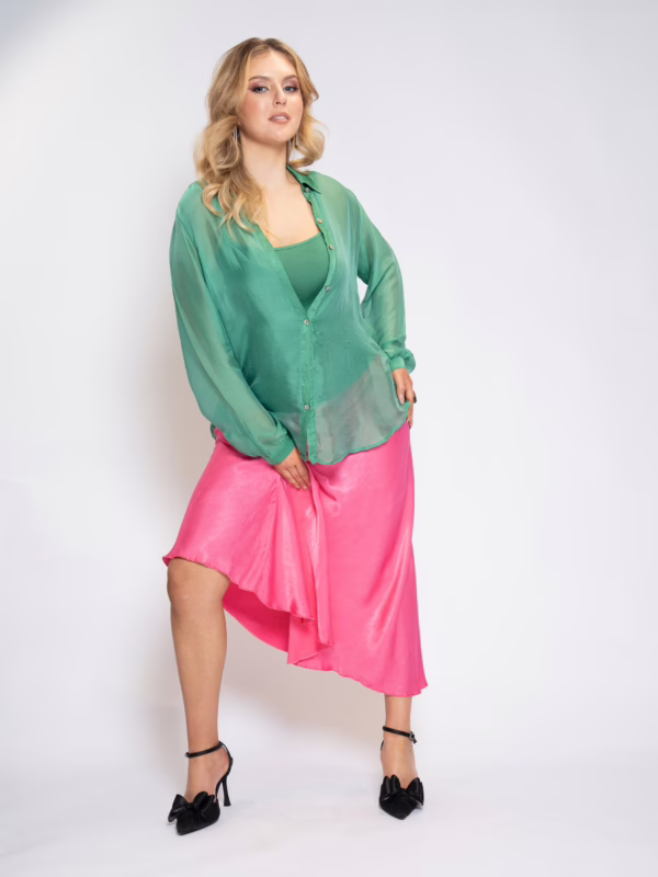 Emerald Chiffon Shirt & Luxe Rose Bias Skirt(3)
