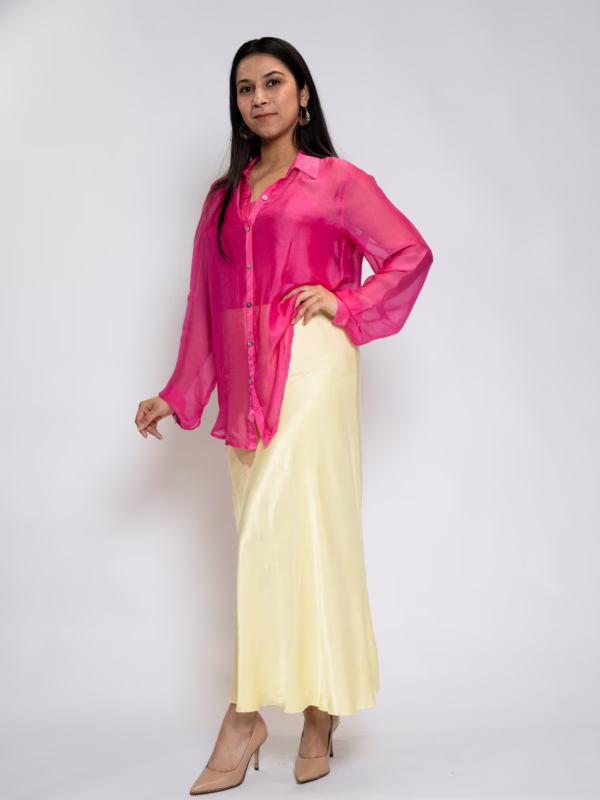 Fuchsia Chiffon Shirt & Lemon Glow Bias Skirt(1)