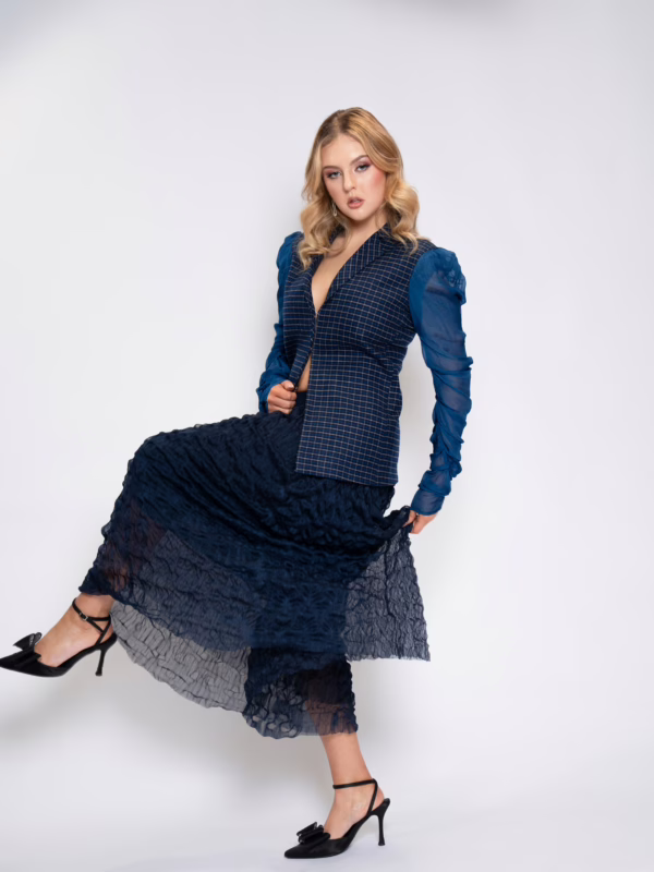 Indigo Crinkle Maxi Skirt