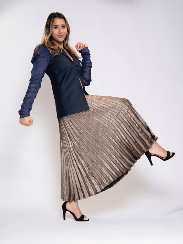Metallic Dusk Pleated Skirt