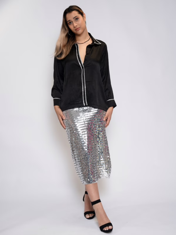 Silver Sequin Skirt