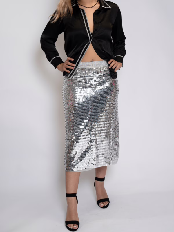 Noir Satin Shirt & Silver Sequin Skirt(4)
