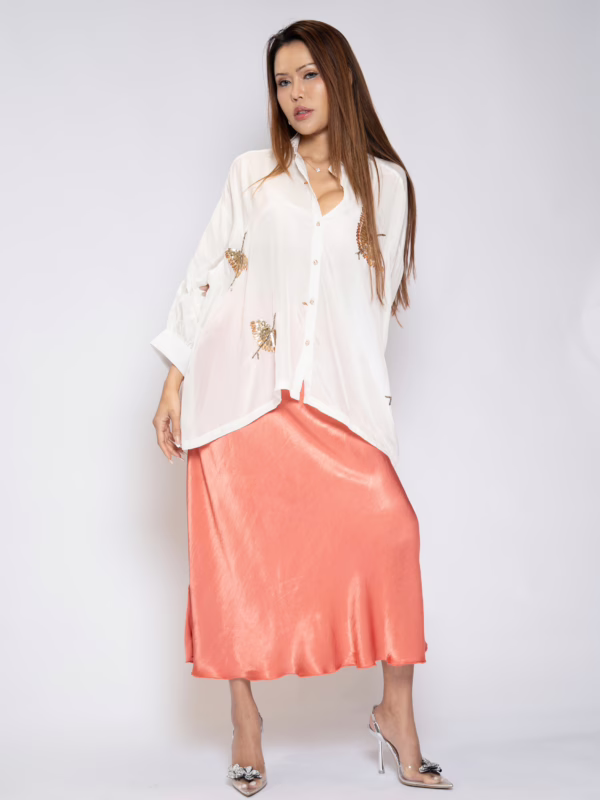Coral Glow Bias Skirt