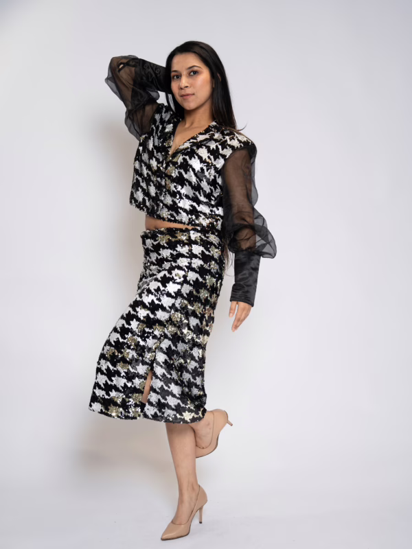 Sequin Crop Jacket & Sequin Midi Skirt(1)