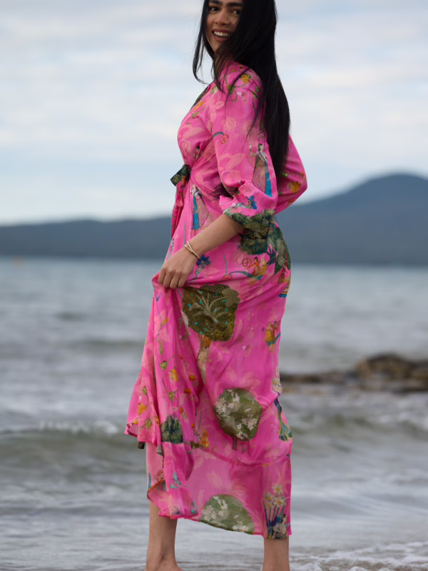 Blush Breeze Wrap Dress